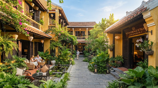Ảnh minh hoạ ý tưởng — boutique hotel phong cách di sản (không phải hiện trạng thật)