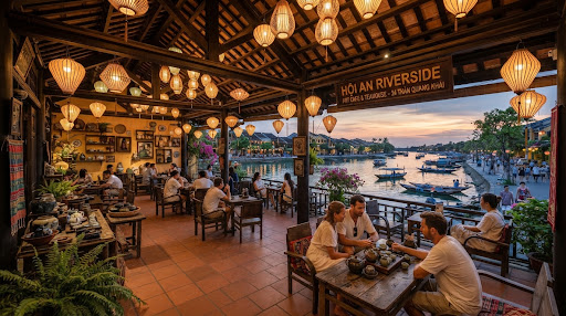 Ảnh minh hoạ ý tưởng — café ven sông (không phải hiện trạng thật)